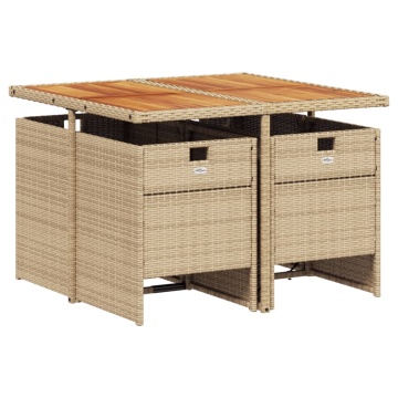 Set mobilier de grădină cu perne, 5 piese, bej, poliratan - Img 3