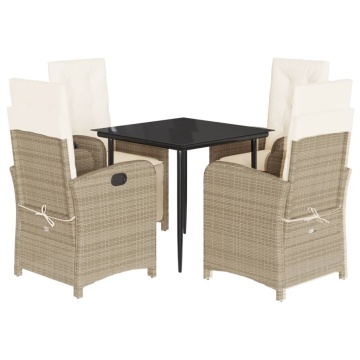 Set mobilier de grădină cu perne, 5 piese, bej, poliratan - Img 2