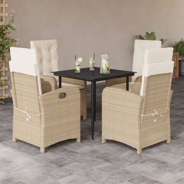Set mobilier de grădină cu perne, 5 piese, bej, poliratan - Img 1