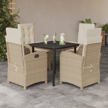 Set mobilier de grădină cu perne, 5 piese, bej, poliratan - Img 1