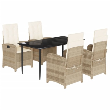 Set mobilier de grădină cu perne, 5 piese, bej, poliratan - Img 2