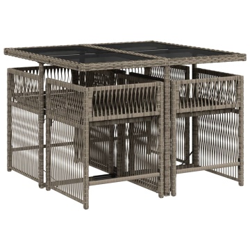Set mobilier de grădină cu perne, 5 piese, gri, poliratan - Img 3