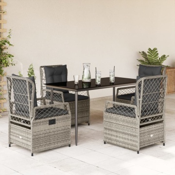 Set mobilier de grădină cu perne, 5 piese, gri, poliratan - Img 1