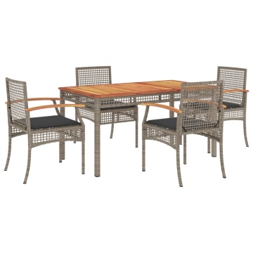 Set mobilier de grădină cu perne, 5 piese, gri, poliratan - Img 2
