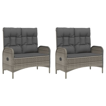 Set mobilier de grădină cu perne, 5 piese, gri, poliratan - Img 5