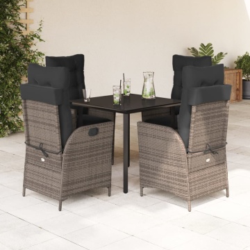 Set mobilier de grădină cu perne, 5 piese, gri, poliratan - Img 1