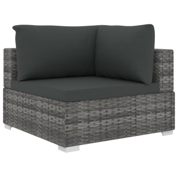 Set mobilier de grădină cu perne, 5 piese, gri, poliratan - Img 4