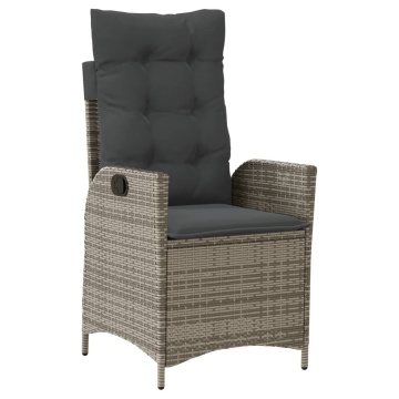 Set mobilier de grădină cu perne, 5 piese, gri, poliratan - Img 3