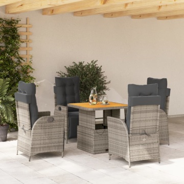 Set mobilier de grădină cu perne, 5 piese, gri, poliratan - Img 1
