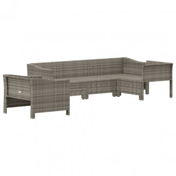 Set mobilier de grădină cu perne, 5 piese, gri, poliratan - Img 4