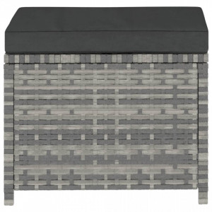 Set mobilier de grădină cu perne, 5 piese, gri, poliratan - Img 7