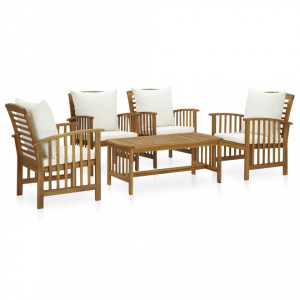 Set mobilier de grădină cu perne, 5 piese, lemn masiv de acacia - Img 1