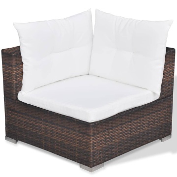 Set mobilier de grădină cu perne, 5 piese, maro, poliratan - Img 6