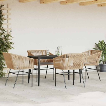 Set mobilier de grădină cu perne 5 piese maro sticlă polirattan - Img 3