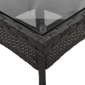 Set mobilier de grădină cu perne 5 piese negru poliratan&sticlă - Img 5