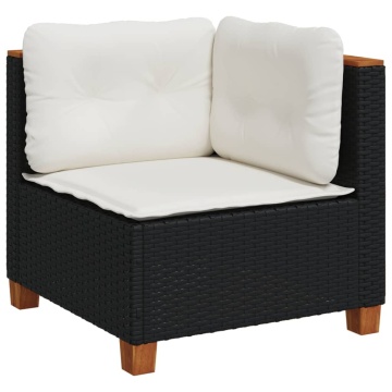 Set mobilier de grădină cu perne, 5 piese, negru, poliratan - Img 3