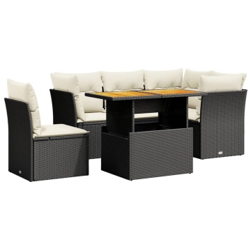 Set mobilier de grădină cu perne, 5 piese, negru, poliratan - Img 2