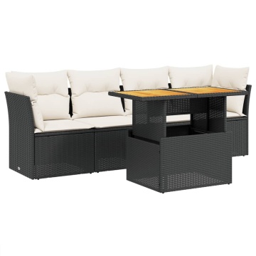 Set mobilier de grădină cu perne, 5 piese, negru, poliratan - Img 2