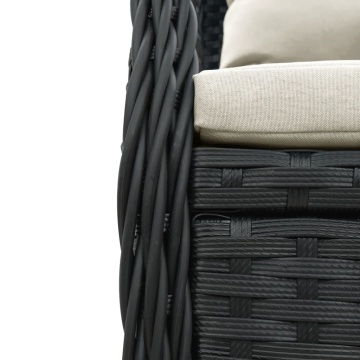 Set mobilier de grădină cu perne, 5 piese, negru, poliratan - Img 6