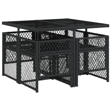 Set mobilier de grădină cu perne, 5 piese, negru, poliratan - Img 8