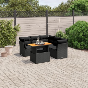 Set mobilier de grădină cu perne, 5 piese, negru, poliratan - Img 1