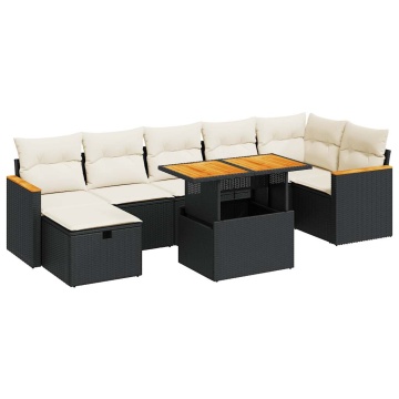 Set mobilier de grădină cu perne, 5 piese, negru, poliratan - Img 2