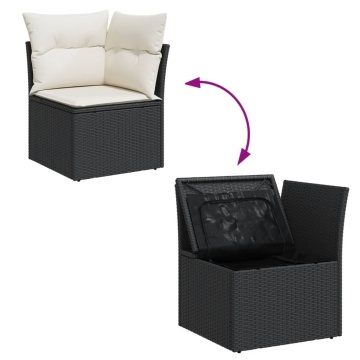 Set mobilier de grădină cu perne, 5 piese, negru, poliratan - Img 6