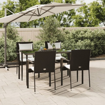 Set mobilier de grădină cu perne, 5 piese, negru, poliratan - Img 1
