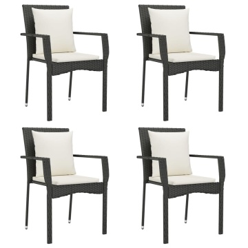 Set mobilier de grădină cu perne, 5 piese, negru, poliratan - Img 4