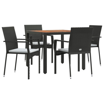 Set mobilier de grădină cu perne, 5 piese, negru, poliratan - Img 3