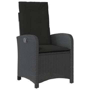 Set mobilier de grădină cu perne, 5 piese, negru, poliratan - Img 3