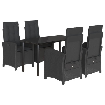 Set mobilier de grădină cu perne, 5 piese, negru, poliratan - Img 2
