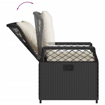 Set mobilier de grădină cu perne, 5 piese, negru, poliratan - Img 8