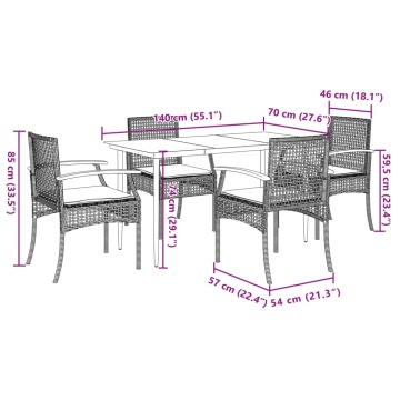 Set mobilier de grădină cu perne, 5 piese, negru, poliratan - Img 6
