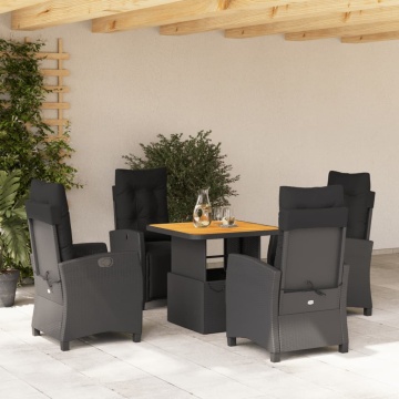 Set mobilier de grădină cu perne, 5 piese, negru, poliratan - Img 1