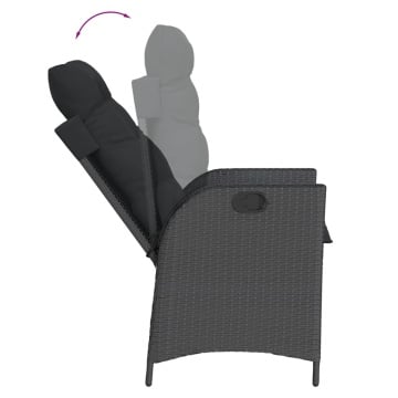 Set mobilier de grădină cu perne, 5 piese, negru, poliratan - Img 4
