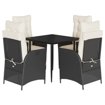 Set mobilier de grădină cu perne, 5 piese, negru, poliratan - Img 2