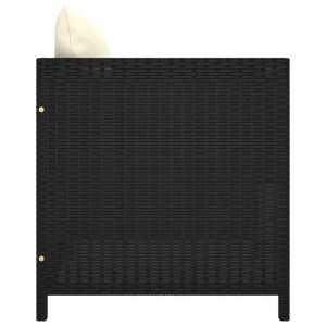 Set mobilier de grădină cu perne, 5 piese, negru, poliratan - Img 7
