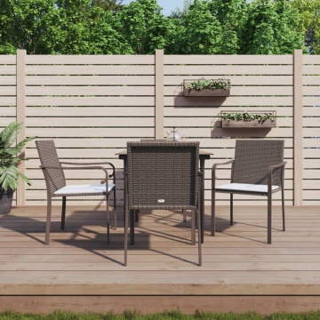 Set mobilier de grădină cu perne, 5 piese, poliratan și oțel - Img 1