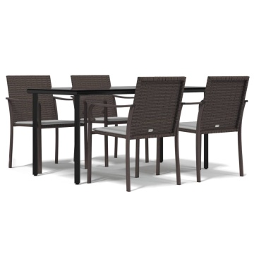 Set mobilier de grădină cu perne, 5 piese, poliratan și oțel - Img 2