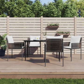 Set mobilier de grădină cu perne, 5 piese, poliratan și oțel - Img 1