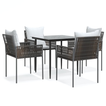 Set mobilier de grădină cu perne, 5 piese, poliratan și oțel - Img 2