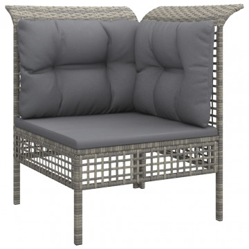 Set mobilier de grădină cu perne, 6 piese, gri, poliratan - Img 8