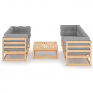 Set mobilier de grădină cu perne, 6 piese, lemn masiv de pin - Img 2