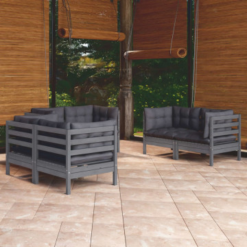 Set mobilier de grădină cu perne, 6 piese, lemn masiv de pin - Img 1