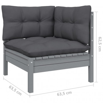 Set mobilier de grădină cu perne, 6 piese, lemn masiv de pin - Img 5