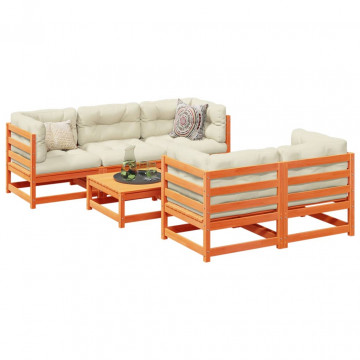 Set mobilier de grădină cu perne, 6 piese, lemn masiv de pin - Img 1