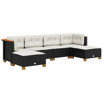 Set mobilier de grădină cu perne, 6 piese, negru, poliratan - Img 2