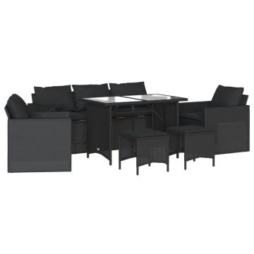 Set mobilier de grădină cu perne, 6 piese, negru, poliratan - Img 2