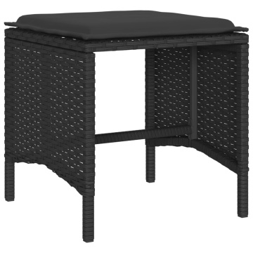 Set mobilier de grădină cu perne, 6 piese, negru, poliratan - Img 4
